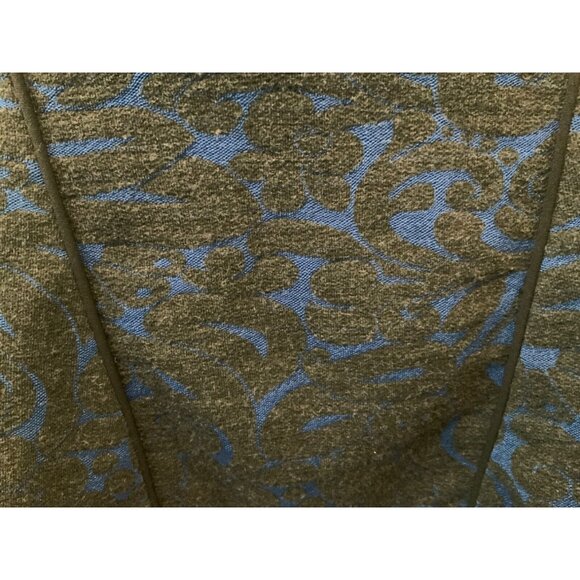 Veronica Beard Blue & Black Baroque Scroll Flounce Mini Skirt, Size Large - Picture 6 of 8